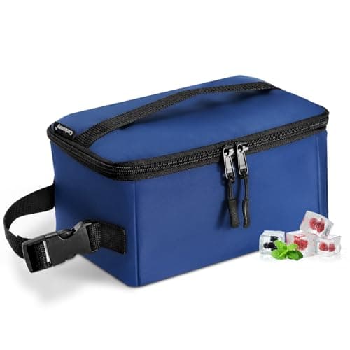 Image of Cerbonny Small Lunch Box,Freezable Lunch Bag for Adults & Kids,Mini Cooler Bag with Buckle Handle,Insulated Cooler Bag for Work School Travel(Navy Blue)