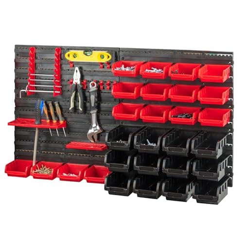 Image of KCT 46 Pcs Wall Mount Tool Rack Organiser Garage DIY Bin Storage Panel Shelves