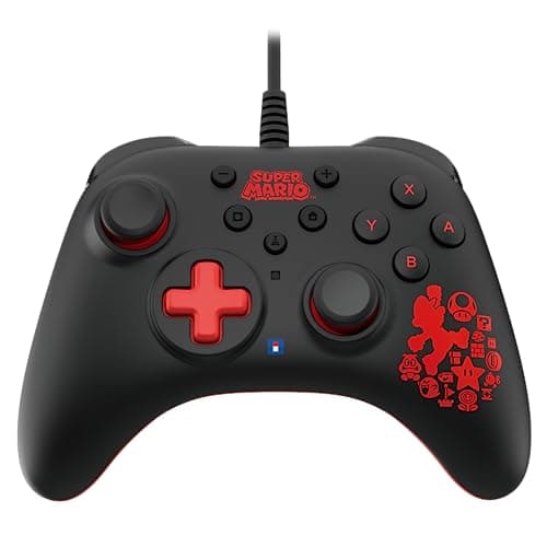 Image of HORI Nintendo Switch HORIPAD Turbo (Mario) Ergonomic Wired Controller Pad - Officially Licensed by Nintendo - OLED Model Compatible