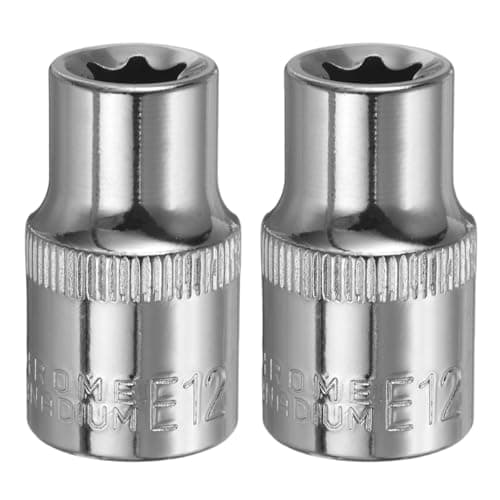 Image of sourcing map 2pcs E-Torx Socket 1/2" Drive E12 External Torx Deep Socket CR-V 6 Point Spline Socket Star Female Bit Socket for Auto Repairs Home Maintenance DIY Hand-Making 1.5" Length