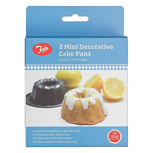 Image of Tala 2 Decorative Mini Cake Tin - Non-Stick Spiral Cake Mould Baking Pan - Even Heat Distribution Flute Small Cake Tins - Carbon Steel, Wide Flat Handles, Dishwasher and Freezer Safe,14cm x 12cm