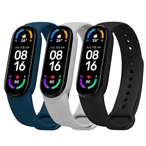 Image of Ainiv Watchband Compatible with Xiaomi Mi Band 5/Xiaomi Mi Band 6, 2-pack Xiaomi WatchBand Knitted Nylon/Silicone Watch Strap, Adjustable Woven Stretchy Replacement Straps for Xiaomi Accessories