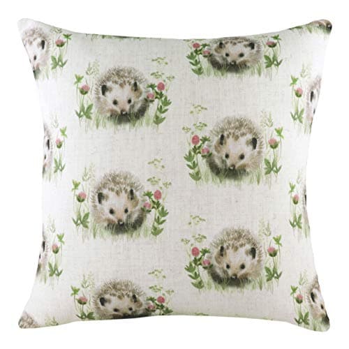 Image of Evans Lichfield Hedgerow Hedgehog Repeat Cushion Cover, Multi, 43 x 43cm