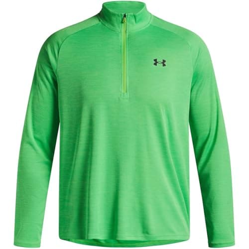 Image of Under Armour Mens Tech Half Zip Long Sleeve Cyber Green/Black XL