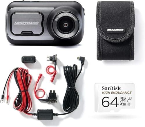 Image of Nextbase 422GW Dash Cam Front - 1440p 2K Car Camera Dashcam - WiFi, GPS, Bluetooth, Night Vision, Parking Mode, Emergency SOS, G-Sensor, IPS Touch Screen - Includes Hardwire Kit, 64GB Micro SD & Case