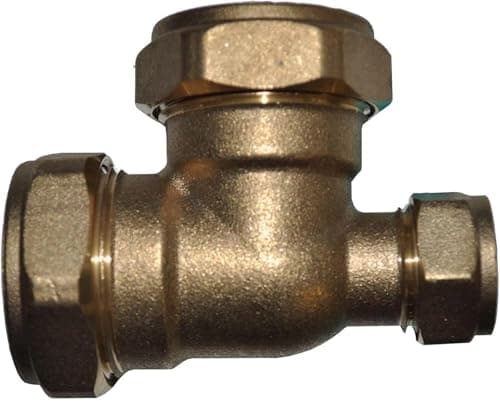 Image of AIGHER Brass Compression Reducing Tee, 22mm x 15mm x 22mm, Heavy Pattern, WRAS Approved, 16 Bar Max Pressure, Pack of 2