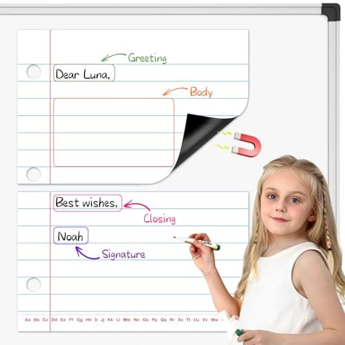 Image of PraxiKidy Giant Magnetic Notebook Paper,Dry Erase Handwriting Lined White Board Paper Teaching Supplies Chart Paper for Teacher Essentials Homeschool Elementary Classroom Must Haves, 21.7”x 17"