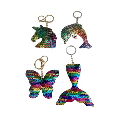 Image of CrownOfRibbons Sequin Keyrings for Women, Unicorn, Dolphin, Mermaid, Butterfly