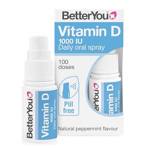 Image of BetterYou Vitamin D 1000 IU Oral Spray, Fast Acting Vitamin D3 Supplement for Long Term Daily Use, Helps Maintain Vitamin D Levels, 3-Month Supply, Natural Peppermint Flavour, Made in the UK