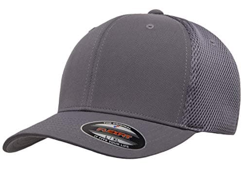 Image of Flexfit Unisex Flexfit Ultrafibre Airmesh Fitted Cap Hat, Dark Grey, S-M UK