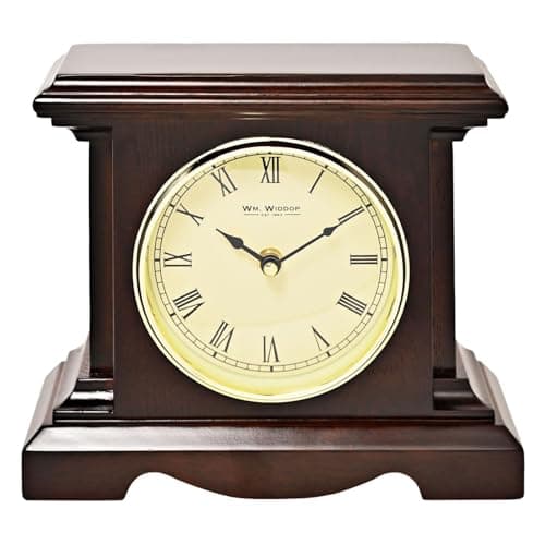 Image of Wm. Widdop Dark Walnut Finish Square Mantel Clock - W3416