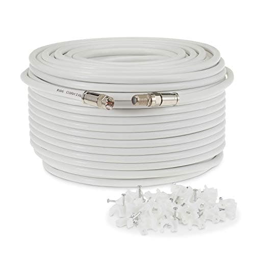 Image of SSL RG6 Satellite Coaxial Cable Extension 10 Meter White Fully Assembled RG6 Satellite Coax TV Lead Kit with Premium Fitted Compression F Connectors for Sky Q HD, Freesat and Virgin Media