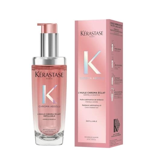 Image of Kérastase Chroma Absolu, High Shine Hair Oil for Damaged Colour-Treated Hair, Lightweight Formula with Lactic Acid, Huile Chroma Éclat, 75ml Refill