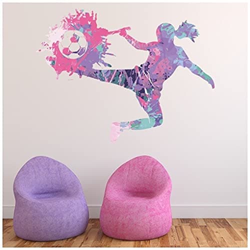 Image of azutura Girls Football Strike Pink Paint Splash Wall Sticker available in 8 Sizes Digital