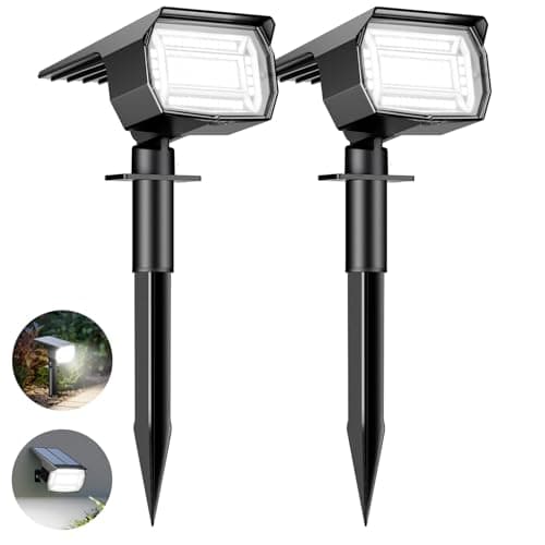 Image of btfarm 2 Pack Solar Lights Outdoor Garden, 72 LED Solar Spot Lights 3 Modes IP65 Waterproof Garden Uplighters Solar Powered, Auto ON/Off Spotlight for Yard Driveway Pathway Landscape 6500K Cool White
