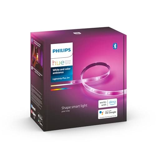 Image of Philips Hue Lightstrip Plus v4 [2 m] White and Colour Ambiance Smart LED Lights Kit with Bluetooth, Smart Lighting Compatible with Alexa, Google Assistant and Apple HomeKit (Extendable)