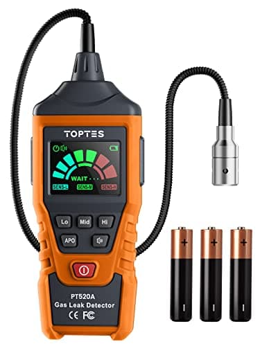 Image of PT520A Natural Gas Detector, Gas Leak Detector with 43.5cm Gooseneck, Locates Sources Like Methane, Propane and Butane for Home and RV (Includes Battery x3) - Orange