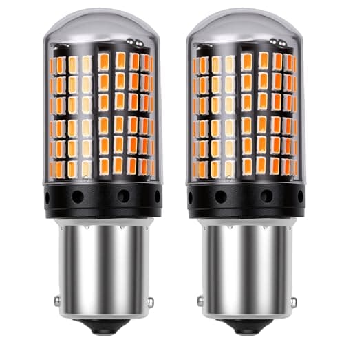 Image of 2PCS BAU15S P21W 1156 LED Bulbs, Amber 3014 144SMD Super Bright Lights, 12V/24V Front and Rear Turn Signal Lamps, Indicator Bulbs Backup Light Replacement, DRL, Daytime Running Light, Rear Fog Lamp