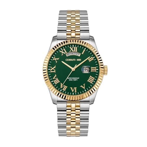Image of Cerruti 1881 Chienti Date Watch, Green - Gold, 46.5