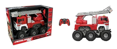 Image of LEXIBOOK, Crosslander® Pro, RC Fire Truck, remote controlled fire truck, light effects, water spray, electronic rotating ladder, rechargeable, RCP20LXB