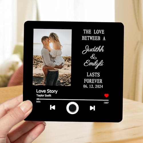 Image of Personalised Music Fridge Magnets Can Play Songs Gifts,Custom Photo Music Fridge Magnet Song Album Cover, Plays Music Refrigerator Magnet,Christmas Valentine's Day Music Fridge Magnets (style6)