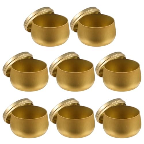 Image of BATHVEVE round Tinplate Candy Canisters Airtight Storage Jars Multi-purpose 8pcs Decorative Boxes for Jewellery and Crafts Home Organisation