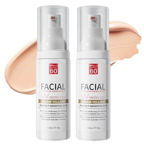 Image of Tinted Sunscreen for Face Spf 60, Facial Colored Sunscreen Tinted, Tinted Spf 60 Face Moisturiser for Sensitive Skin, Daily Facial Sun Cream, Light & Breathable, Non Greasy, Natural Coverage (2)