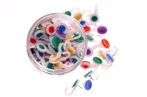 Image of Whitecroft Essentials Tubs Hook Push Pins - Assorted Colours (Pack of 100)
