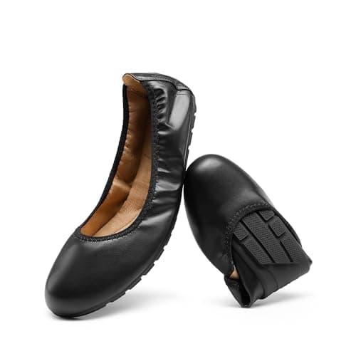 Image of DREAM PAIRS Women’s Fold Up Shoes, Ballet Flats, Foldable Round Toe Dressy Comfortable Slip On Dress Shoes and Party Shoes,Size 5,Black,DWUMFA2501