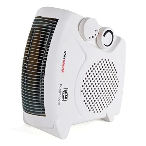 Image of STAYWARM® 2000w Upright and Flatbed Fan Heater with 2 Heat Settings / Cool Blow Fan / Variable Thermostat / Frost Watch / Overheat Protection / BEAB Safety Approved / 3 YEAR WARRANTY - F2003WH - White