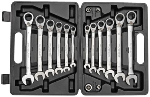 Image of GEDORE red Combination ring ratchet spanner set, Reversible, Incl. adapters, 16-pc. Set, AF 8-19 mm, Angled, R07203016