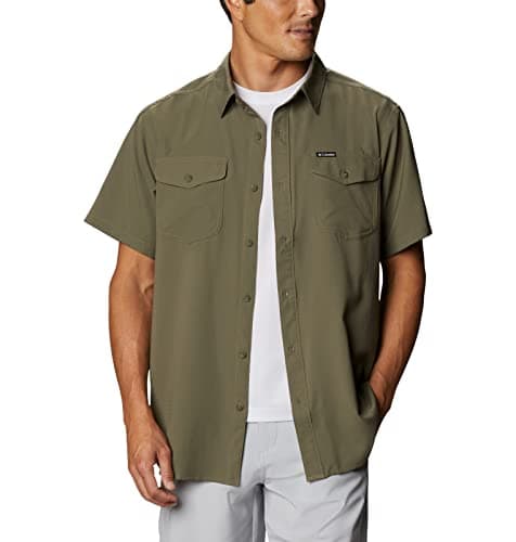 Image of Columbia Men's Utilizer 2 Solid Short Sleeve Shirt Short Sleeve Shirt, Stone Green, Size L