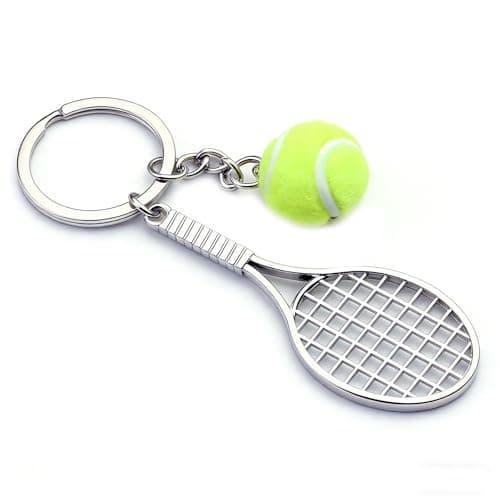 Image of Wangqiuqiu Tennis Racket Keychain,Mini Tennis Racket Keychain Key Chain,Metal Tenniss Keychains,Tenniss Keyring,Sports Pendant Gifts for Colleagues,Friends,Classmates for Key,Backpack