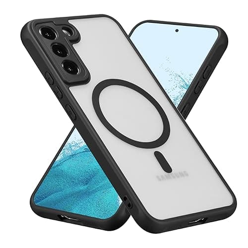 Image of RALEAVO Magnetic Case for Samsung Galaxy S22 Plus 5G, Compatible with MagSafe Shockproof Phone Case with Frosted Hard PC Back Translucent Slim Cover Case for Galaxy S22 Plus-Black (Magnetic)