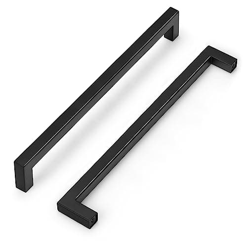 Image of PinLin 15 Pack Cabinet Handles Stainless Steel Bedroom Drawer Cupboard Pulls Hole Centre 320mm Width 12mm Black Square T Bar Handle