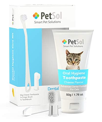 Image of PetSol Dental Care Kit Cat Toothpaste (50g) with 2 x Pet Toothbrushes to Clean Cat's Teeth, Remove Plaque and Tartar, Improve Gum, Tooth Health & Pet Oral Hygiene