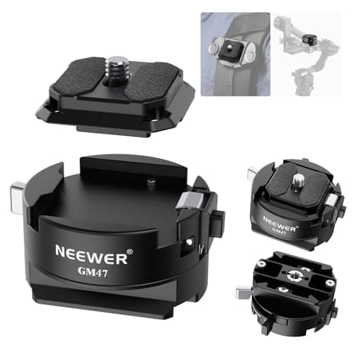 Image of NEEWER GM47 Quick Release Plate Kit, Quick Switch Auto Lock Square QR Plate Compatible with Peak Design Capture V3 Clip, Arca Type Clamp Base Compatible with Arca Swiss DJI Ronin RS 4 Pro RS 3 RS 2