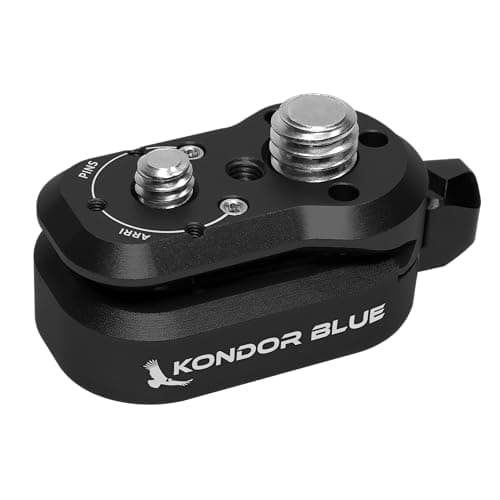 Image of KONDOR BLUE Black Mini Lock Quick Release Plate - Female ARRI, Male 20 ARRI, NATO Rail, 20/16 Threads