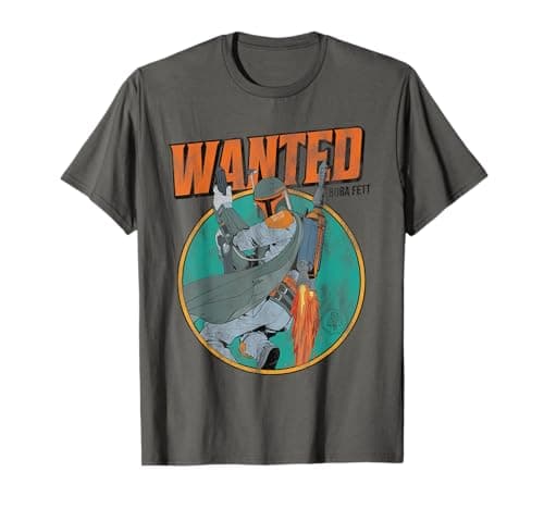 Image of Star Wars Boba Fett Wanted Distressed Mandalorian T-Shirt T-Shirt