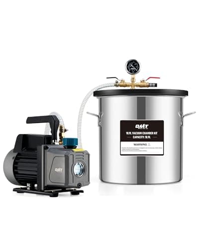 Image of ORION MOTOR TECH 18.9 L Vacuum Chamber with Pump Kit, 3.5 cfm Vacuum Pump and Chamber Kit with Tempered Glass Lid 1.5 m Hose, Vacuum Degassing Chamber Kit for Stabilizing Wood Degassing Silicone Resin