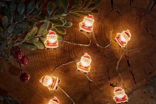 Image of Smart Garden Christmas Santa String Lights Set of 20 - Warm White LEDs - Indoor Use - 1.9 Metre - Auto Timer Function - Christmas Decoration, Festive Lights Décor