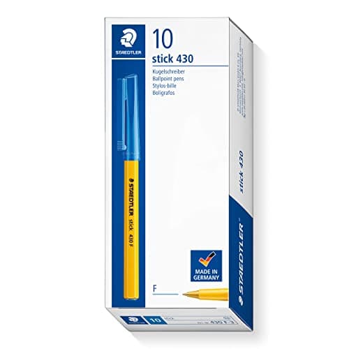 Image of STAEDTLER Stick 430 F-3 Ballpoint Pen Fine Tip - Blue (Box of 10)