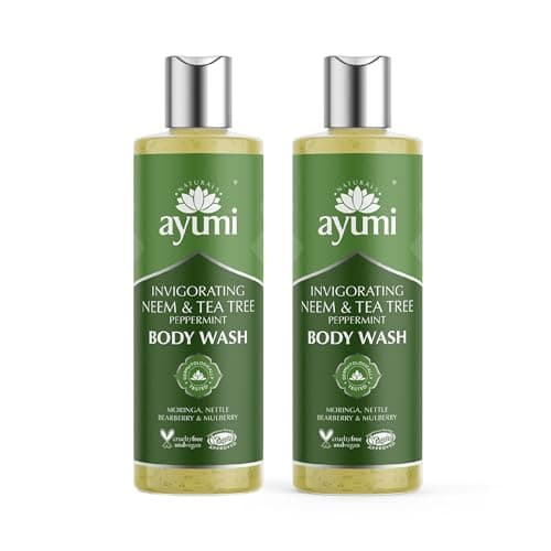 Image of Ayumi Neem Body Wash for Oily Skin | Acne Body Wash with Tea Tree Oil | Itchy Skin Wash with Nettle Extract | Moisturising Shower Gel with Moringa Oil | Womens & Mens Shower Gel | 2x250 ml