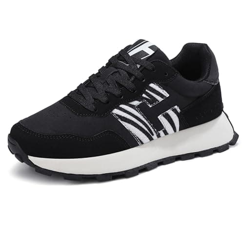 Image of Cenlynn Womens Fashion Trainers Comfortable Casual Road Running Shoes Walking Sneakers Black