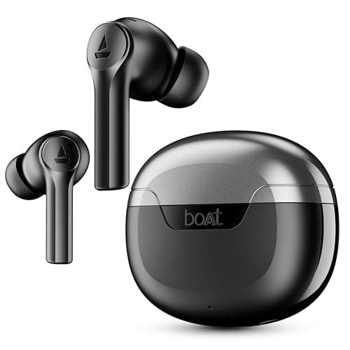 Image of Boat Airdopes 300, Cinematic Spatial Audio, 50HRS Battery, 4Mic AI ENx, Fast Charge, App Support, Low Latency, IPX4, v5.3 Bluetooth Earbuds, TWS Ear Buds Wireless Earphones with mic (Gunmetal Black)