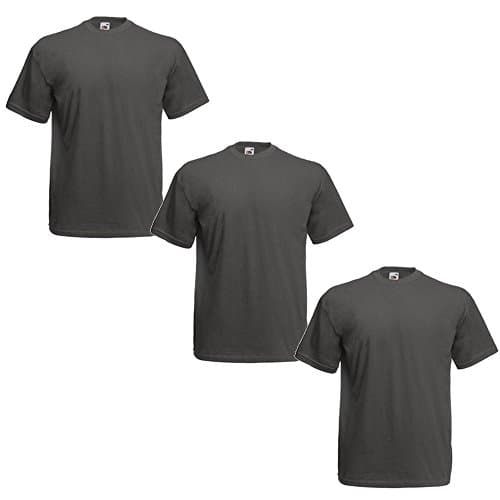 Image of Fruit of the Loom Men's Valueweight Tee - 3 Pack Regular Fit Crew Neck Short Sleeve 3 T - Shirt, Grey (Light Graphite 0_Grey(Light Graphite)), Large (Manufacturer Size:Large)
