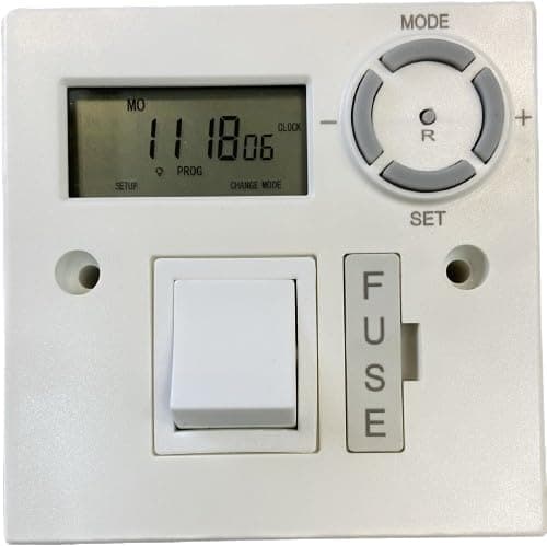 Image of 7 Day Fused Timer Spur Switch Digital LED Lighting Immersion Heating Security Electric Panel Heater Towel Rail - Team Controls WHITE