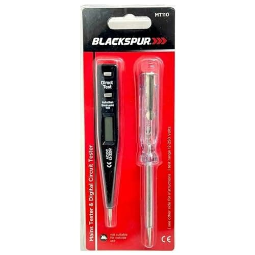 Image of YORKSHIRE HOMEWARE Mains Tester and Digital Circuit Tester Set Tester Glow Mains Tester Plain Slot Blade Neon Screwdriver Electric Tester AC 100-250V Voltage Test Slotted Screw Driver