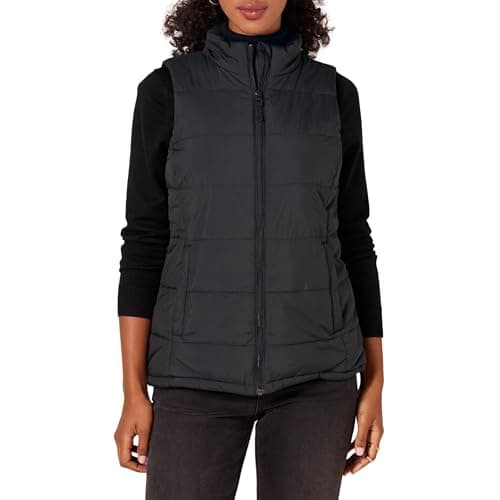 Image of Amazon Essentials Women's Mid-Weight Puffer Vest, Black, Large
