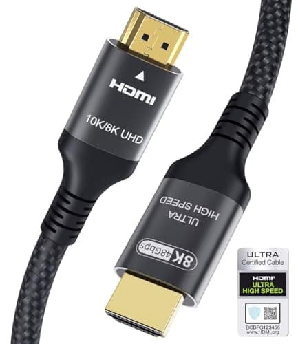 Image of Certified 10K 8K HDMI 2.1 Cable 0.5M, 48Gbps Ultra High Speed HDMI Cable Ethernet CEC 4K 240Hz 200Hz 165Hz 144Hz 120Hz 8K 60Hz ARC eARC Netflix HDCP2.3 HDR10+ PC Laptop RTX5090 TV Monitor Projector